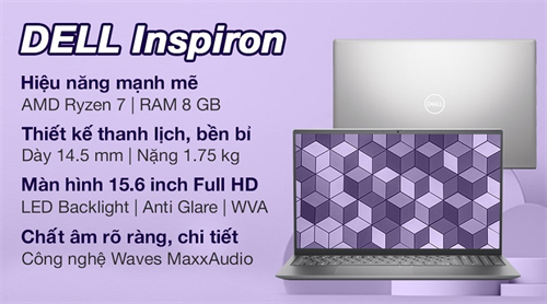 Laptop Dell Inspiron 15 5515 AMD Ryzen 7 (N5R75700U104W-Silver)